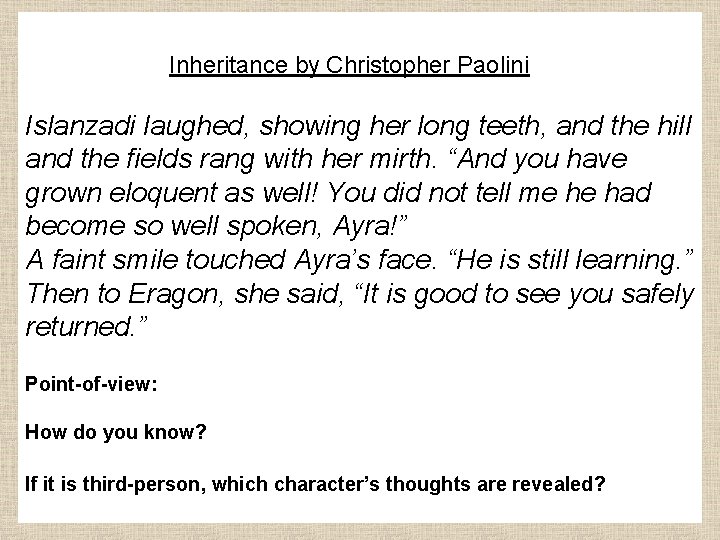 Inheritance by Christopher Paolini Islanzadi laughed, showing her long teeth, and the hill and