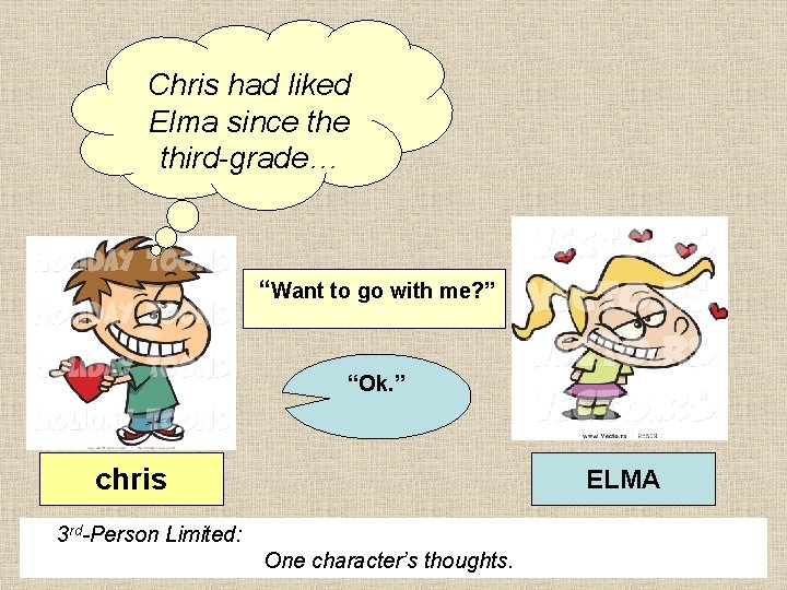 Chris had liked Elma since third-grade… “Want to go with me? ” “Ok. ”