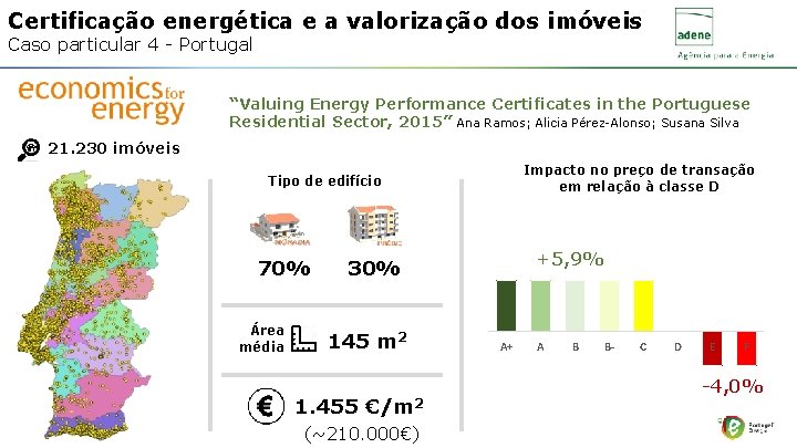 Certificação energética e a valorização dos imóveis Caso particular 4 - Portugal “Valuing Energy