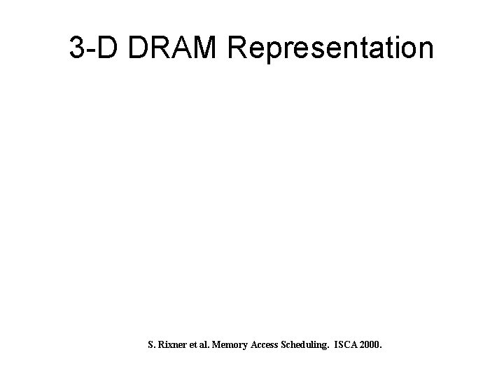 3 -D DRAM Representation S. Rixner et al. Memory Access Scheduling. ISCA 2000. 3 -D DRAM Representation S. Rixner et al. Memory Access Scheduling. ISCA 2000.
