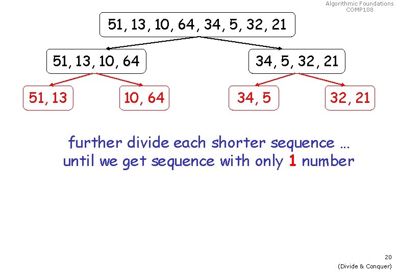 Algorithmic Foundations COMP 108 51, 13, 10, 64, 34, 5, 32, 21 51, 13,