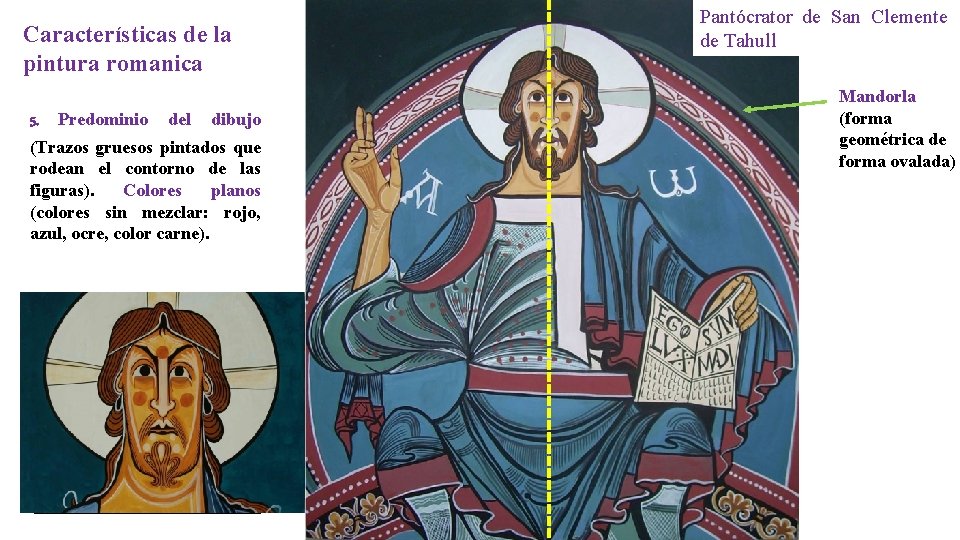 Características de la pintura romanica 1. 2. jerárquica. La Figuras simétricas. Un eje 3.
