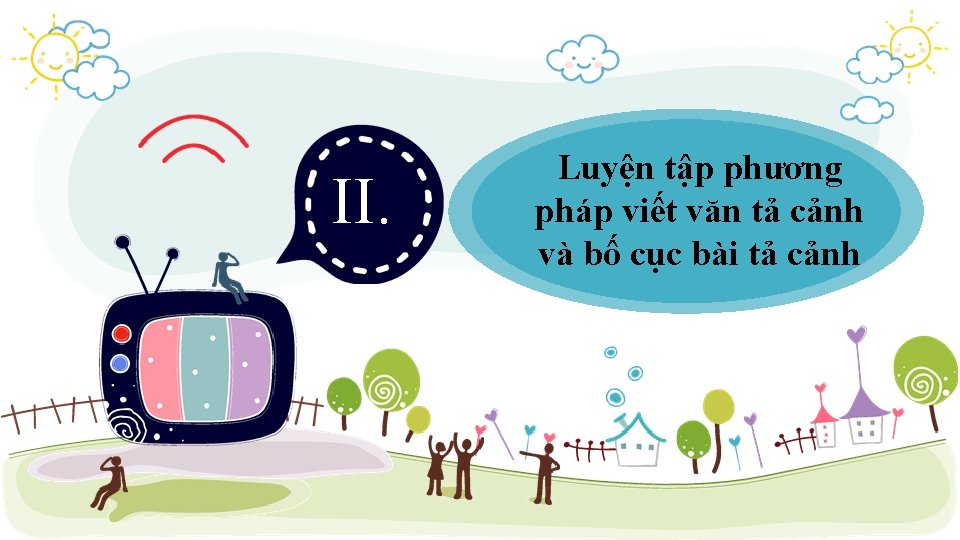 II. Luyện tập phương pháp viết văn tả cảnh và bố cục bài tả