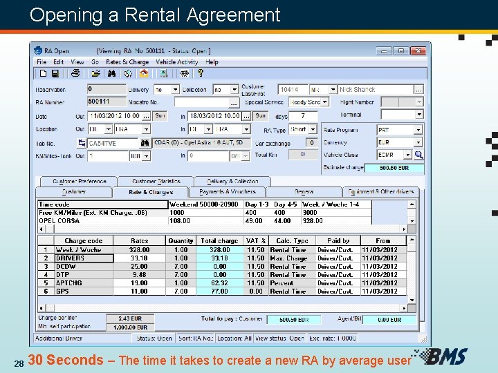 Opening a Rental Agreement 28 30 Seconds – The time it takes to create