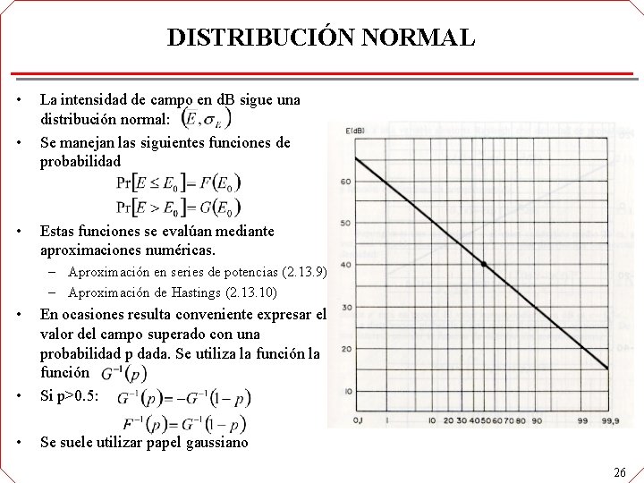 DISTRIBUCIÓN NORMAL • • • La intensidad de campo en d. B sigue una DISTRIBUCIÓN NORMAL • • • La intensidad de campo en d. B sigue una