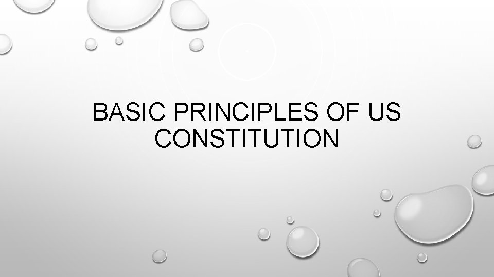 BASIC PRINCIPLES OF US CONSTITUTION 