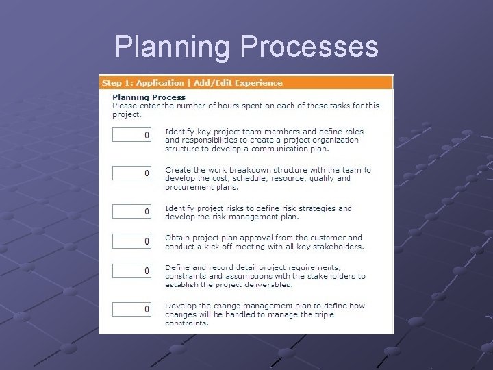 Planning Processes 