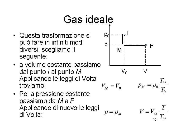 Gas ideale p 0 • Questa trasformazione si può fare in infiniti modi p