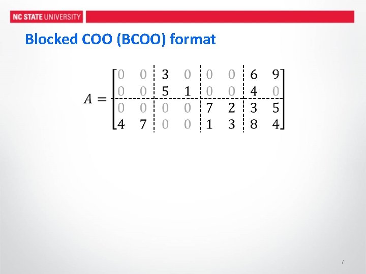 Blocked COO (BCOO) format 7 