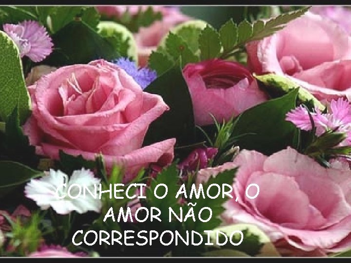 CONHECI O AMOR, O AMOR NÃO CORRESPONDIDO 