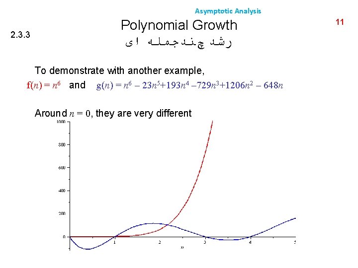 Asymptotic Analysis 2. 3. 3 Polynomial Growth ﺭﺷﺪ چﻨﺪﺟﻤﻠﻪ ﺍی To demonstrate with another