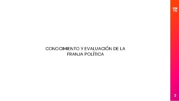 CONOCIMIENTO Y EVALUACIÓN DE LA FRANJA POLÍTICA 3 