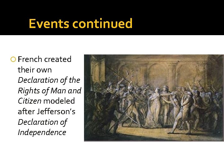 Events continued French created their own Declaration of the Rights of Man and Citizen