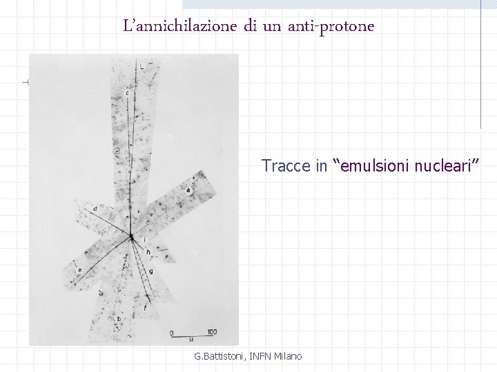 L’annichilazione di un anti-protone Tracce in “emulsioni nucleari” G. Battistoni, INFN Milano 