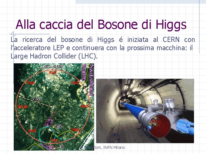 Alla caccia del Bosone di Higgs La ricerca del bosone di Higgs é iniziata