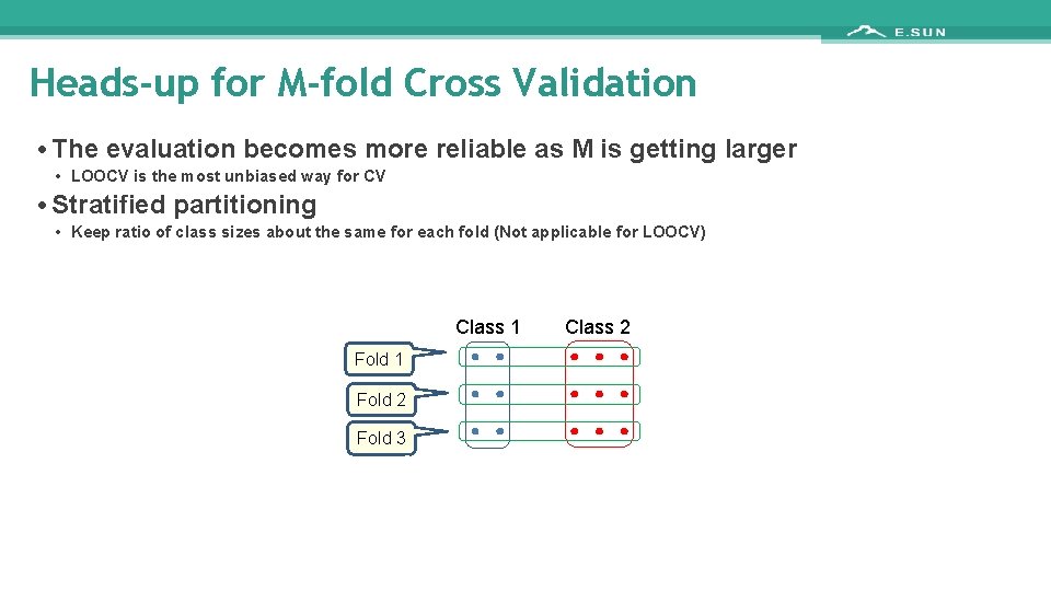 Heads-up for M-fold Cross Validation • The evaluation becomes more reliable as M is
