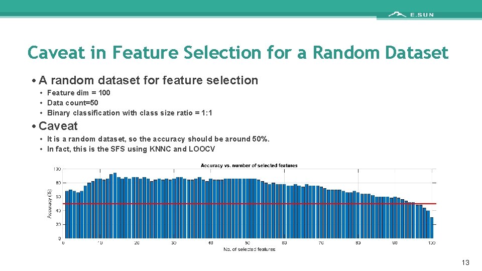 Caveat in Feature Selection for a Random Dataset • A random dataset for feature