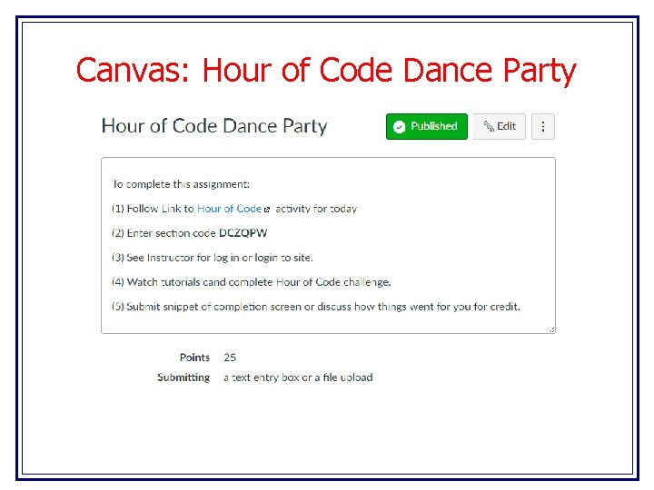 Canvas: Hour of Code Dance Party 