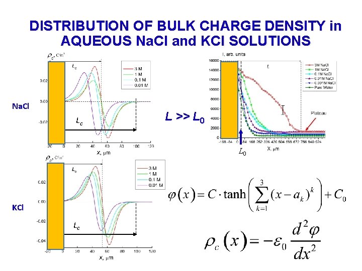 DISTRIBUTION OF BULK CHARGE DENSITY in AQUEOUS Na. Cl and KCl SOLUTIONS Na. Cl DISTRIBUTION OF BULK CHARGE DENSITY in AQUEOUS Na. Cl and KCl SOLUTIONS Na. Cl