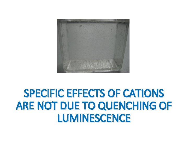 SPECIFIC EFFECTS OF CATIONS ARE NOT DUE TO QUENCHING OF LUMINESCENCE SPECIFIC EFFECTS OF CATIONS ARE NOT DUE TO QUENCHING OF LUMINESCENCE