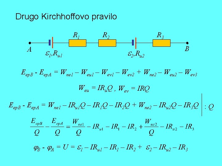 Drugo Kirchhoffovo pravilo R 1 A 1, Ru 1 R 2 R 3 2,