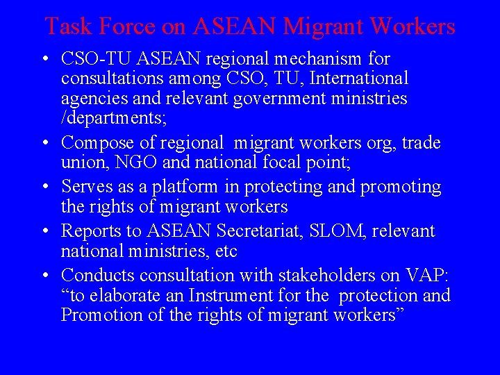 Task Force on ASEAN Migrant Workers International Conference