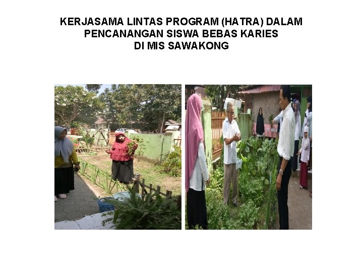 KERJASAMA LINTAS PROGRAM (HATRA) DALAM PENCANANGAN SISWA BEBAS KARIES DI MIS SAWAKONG 