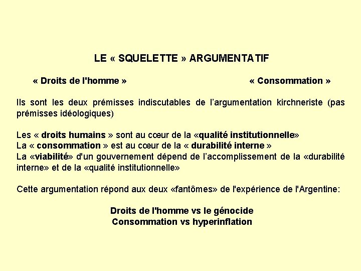 LE « SQUELETTE » ARGUMENTATIF « Droits de l'homme » « Consommation » Ils