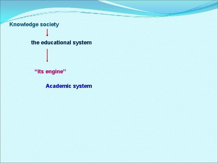 Knowledge society the educational system “its engine” Academic system 