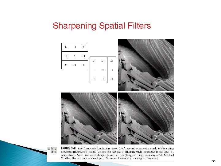 Sharpening Spatial Filters 31 