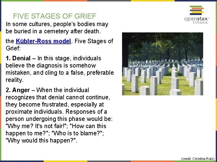 FIVE STAGES OF GRIEF In some cultures, people’s bodies may be buried in a