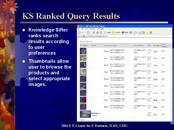 KS Ranked Query Results ® Knowledge Sifter ranks search results according to user preferences