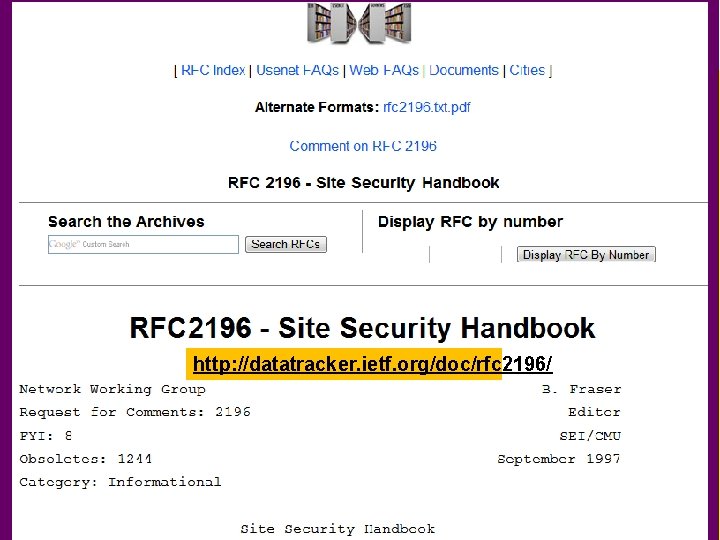 RFC 2196 (2) http: //datatracker. ietf. org/doc/rfc 2196/ 19 Copyright © 2020 M. E.