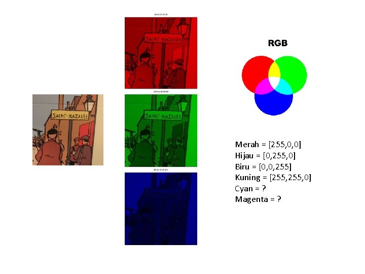 Merah = [255, 0, 0] Hijau = [0, 255, 0] Biru = [0, 0,