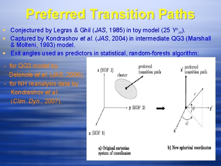 Preferred Transition Paths w Conjectured by Legras & Ghil (JAS, 1985) in toy model