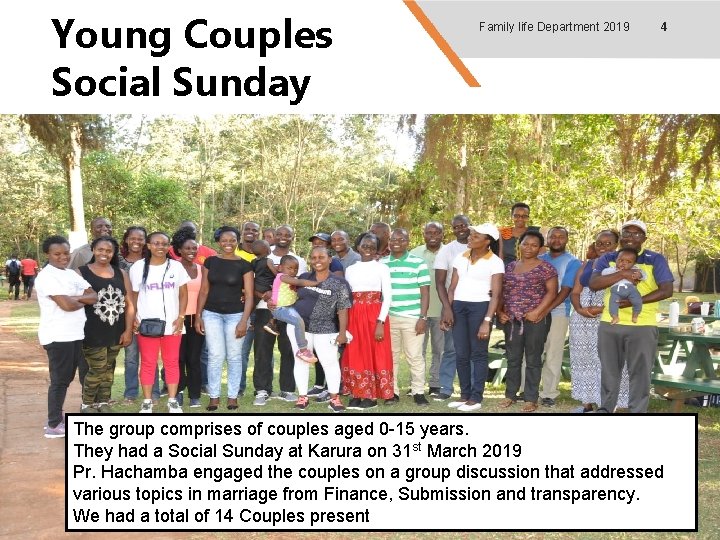 Young Couples Social Sunday Family life Department 2019 4 The group comprises of couples Young Couples Social Sunday Family life Department 2019 4 The group comprises of couples