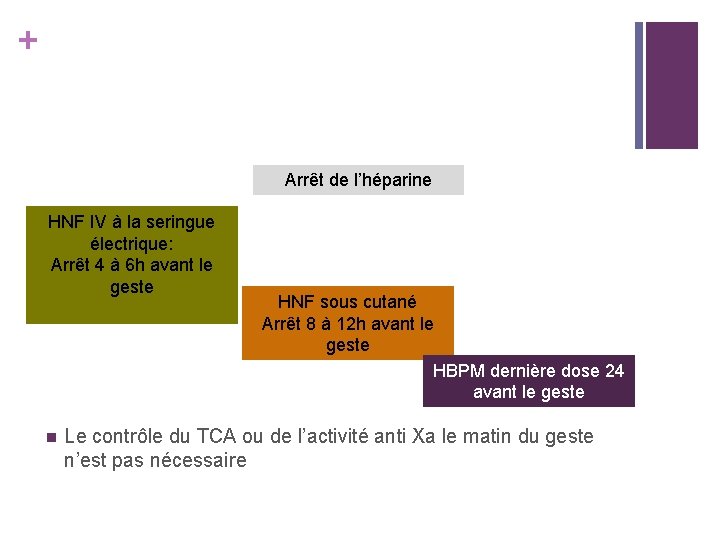 + Arrêt de l’héparine HNF IV à la seringue électrique: Arrêt 4 à 6