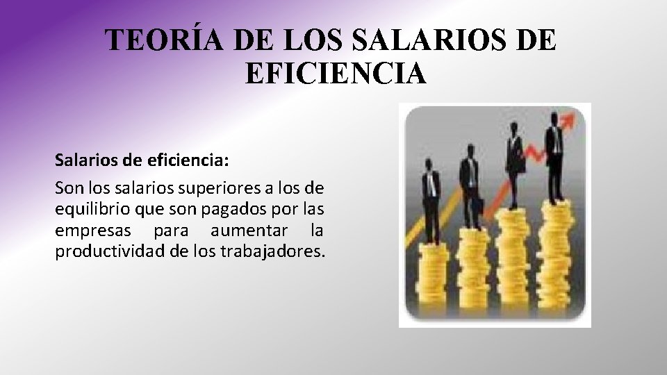 TEORÍA DE LOS SALARIOS DE EFICIENCIA Salarios de eficiencia: Son los salarios superiores a TEORÍA DE LOS SALARIOS DE EFICIENCIA Salarios de eficiencia: Son los salarios superiores a