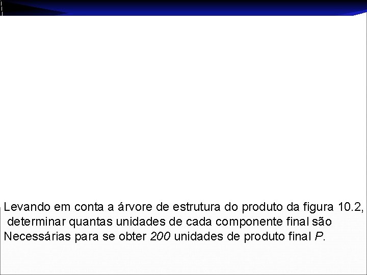 Levando em conta a árvore de estrutura do produto da figura 10. 2, determinar