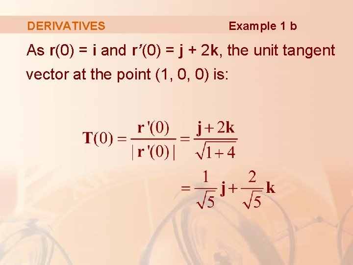 DERIVATIVES Example 1 b As r(0) = i and r’(0) = j + 2