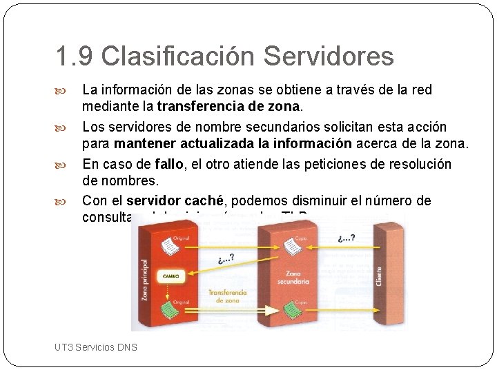 1. 9 Clasificación Servidores La información de las zonas se obtiene a través de