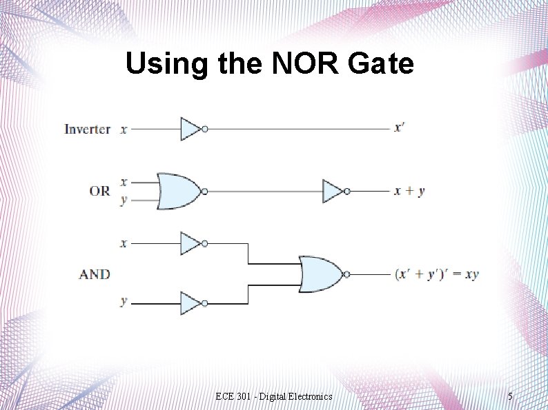 Using the NOR Gate ECE 301 - Digital Electronics 5 