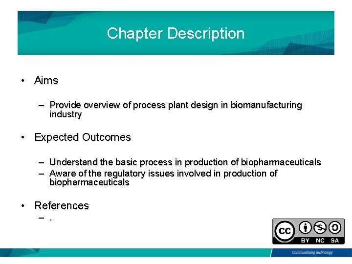 BSB 3503 Biomanufacturing CHAPTER 2 Process Plant Design