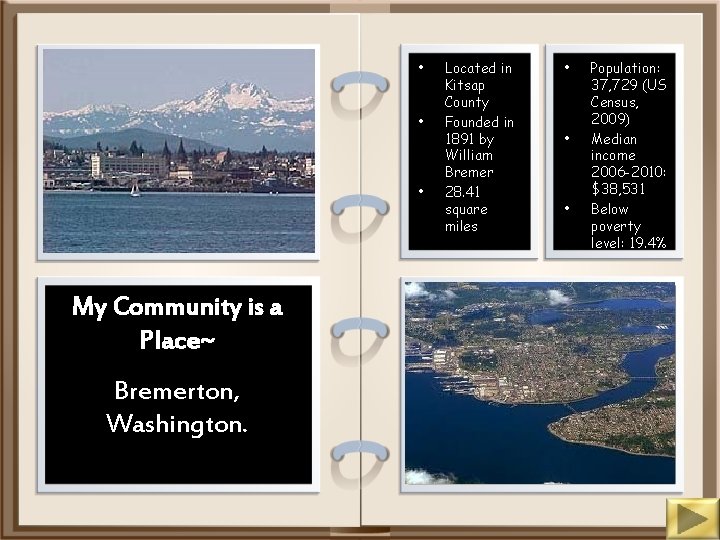  • • • My Community is a Place~ Bremerton, Washington. Located in Kitsap