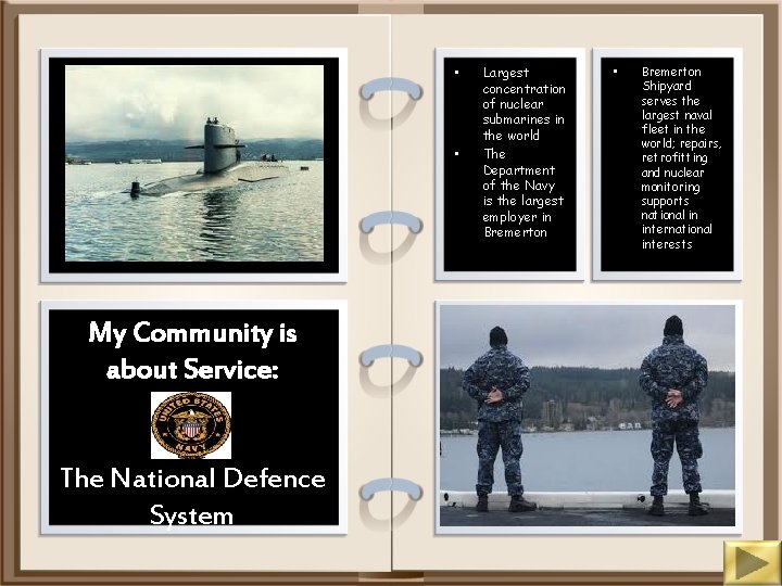  • • My Community is about Service: The National Defence System Largest concentration