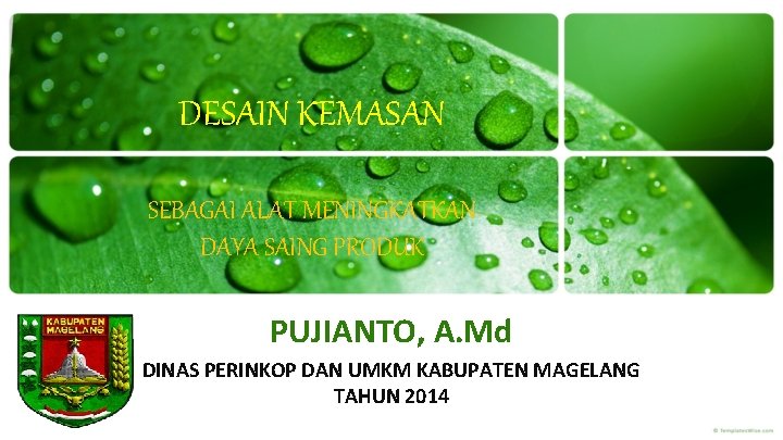 DESAIN KEMASAN SEBAGAI ALAT MENINGKATKAN DAYA SAING PRODUK PUJIANTO, A. Md DINAS PERINKOP DAN