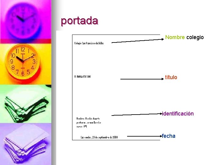 portada Nombre colegio título identificación fecha 