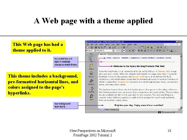 A Web page with a theme applied XP This Web page has had a