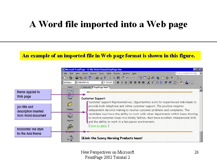 XP A Word file imported into a Web page An example of an imported