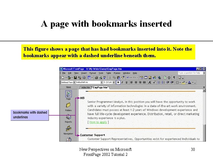XP A page with bookmarks inserted This figure shows a page that has had